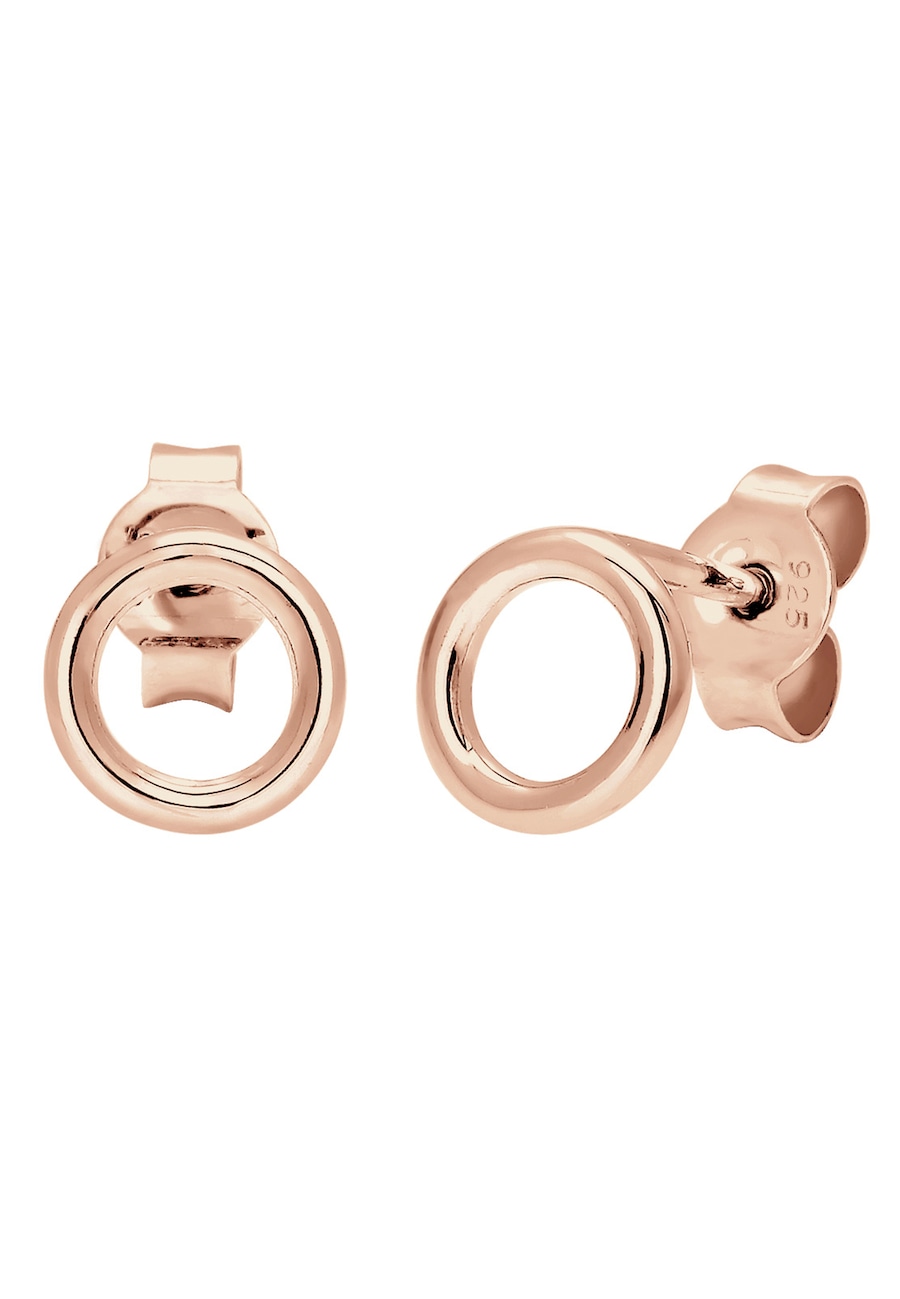 Elli Damskie kolczyki sztyfty Circle Geo Minimal Basic w srebrze 925 Sterling Silver Kolczyki 1 ct