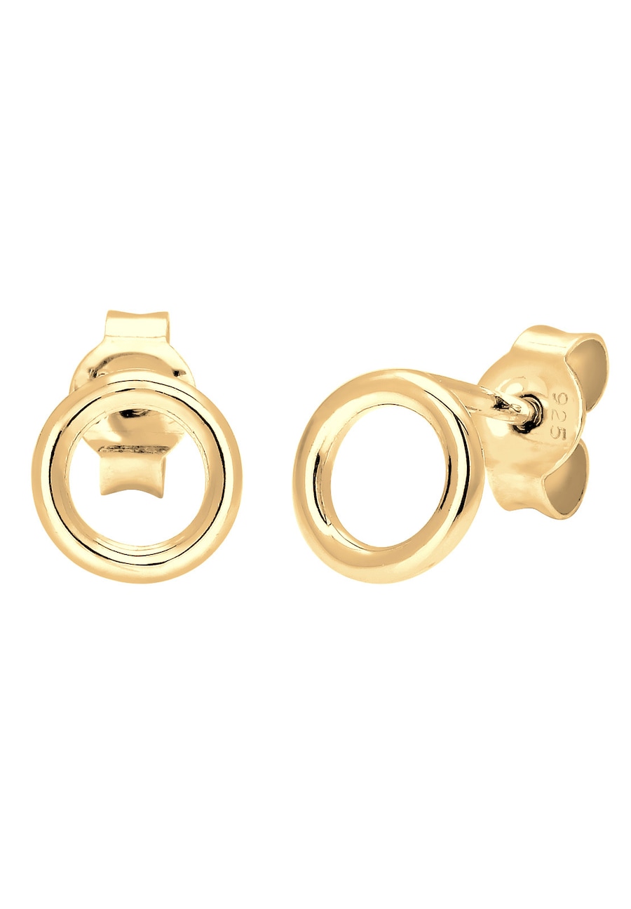 Elli Damskie kolczyki sztyfty Circle Geo Minimal Basic w srebrze 925 Sterling Silver Kolczyki 1 ct