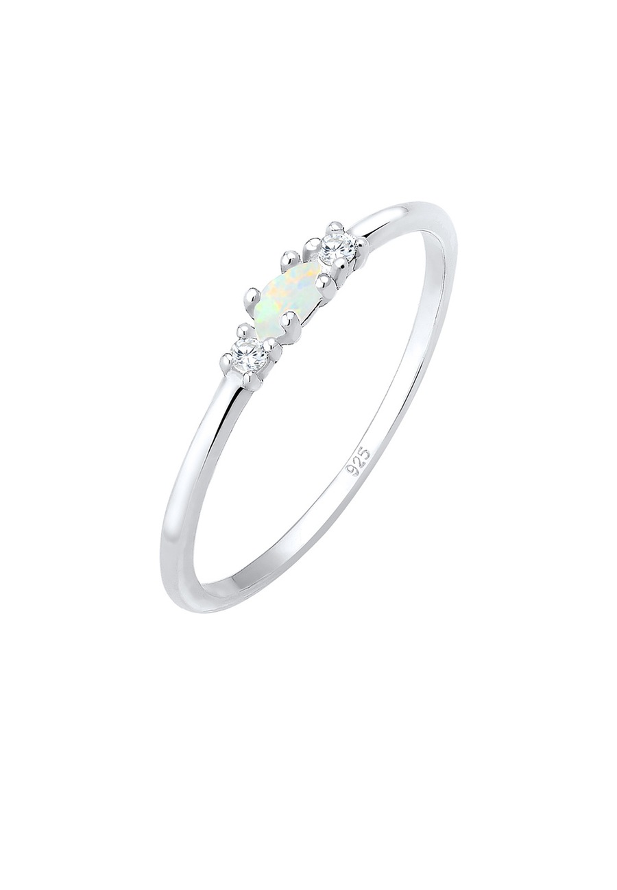Elli Damski vintage z kryształami cyrkonii i opalem w pozłacanym srebrze próby 925 Sterling Silver Pierścionki 1 ct