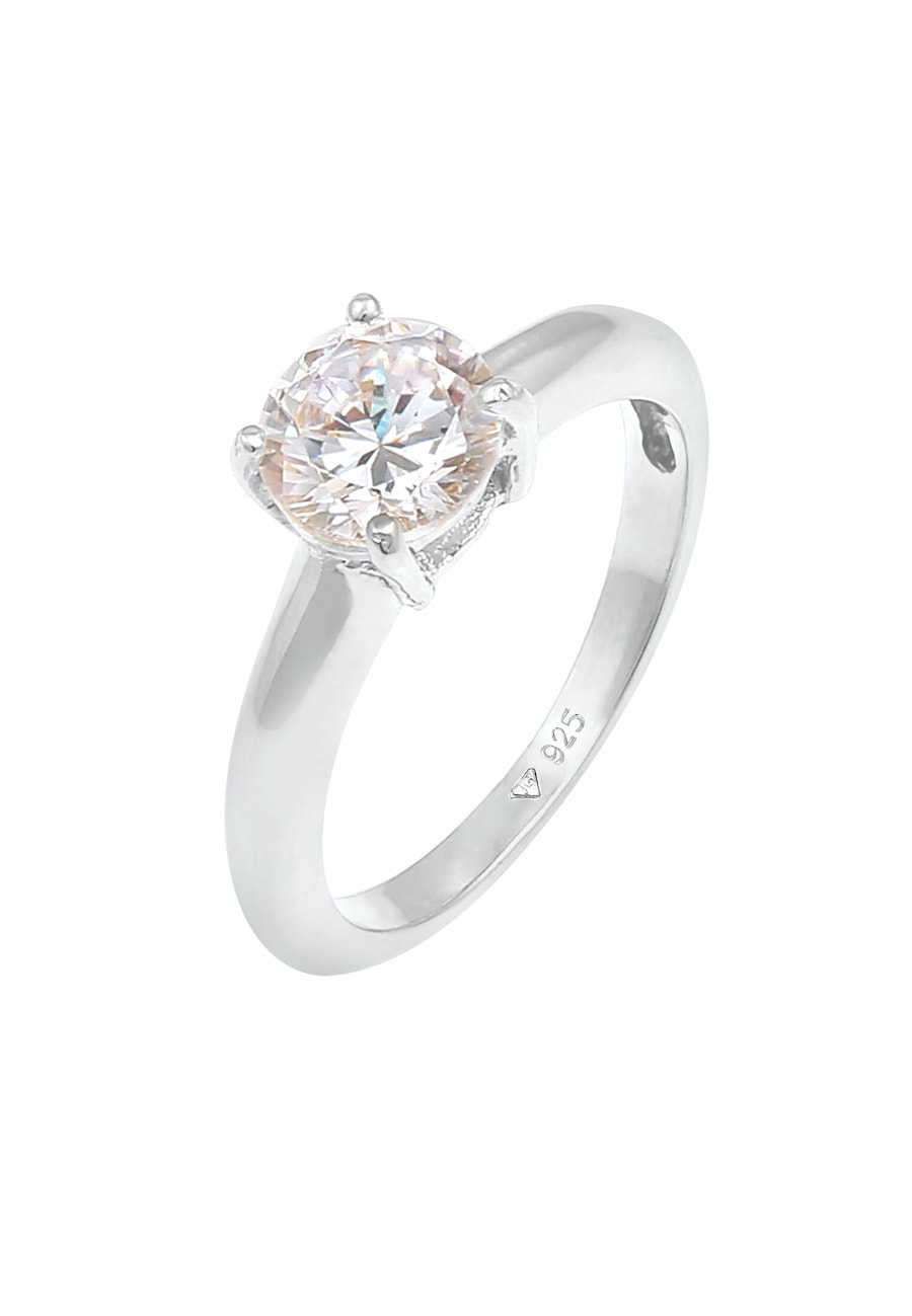 Elli Damski pasjans klasyczny z kryształami cyrkonii w srebrze próby 925 Sterling Silver Pierścionki 1 ct