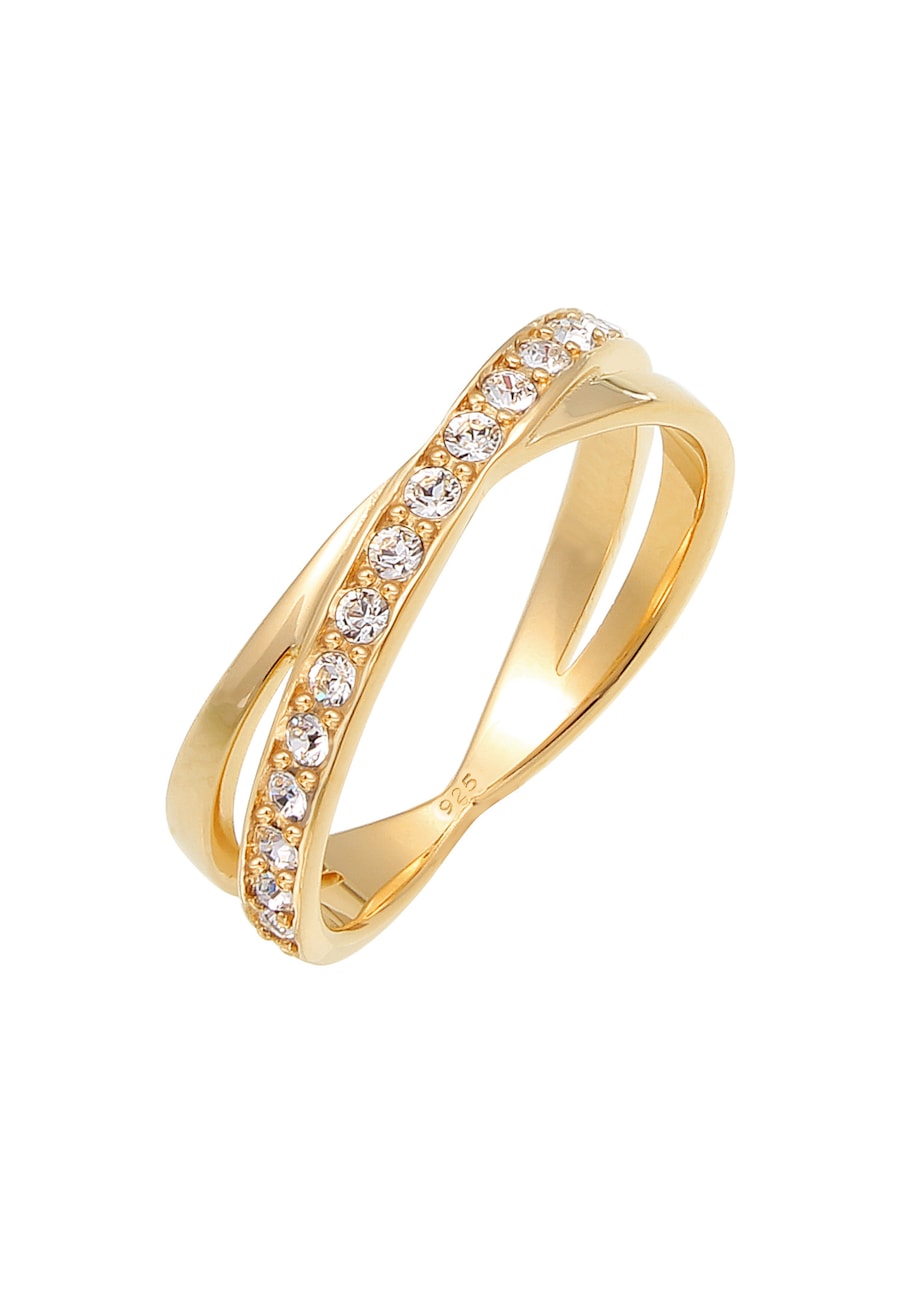 Elli Damski zawijany elegancki z kryształami w srebrze próby 925 Sterling Silver Pierścionki 1 ct