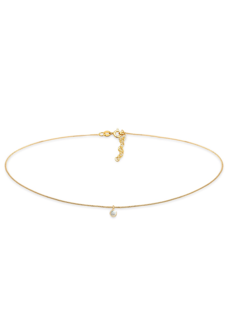 Elli Damski Choker Solitaire Trend z labradorytem (kamień szlachetny) w srebrze próby 925 Sterling Silver Naszyjniki 1 ct