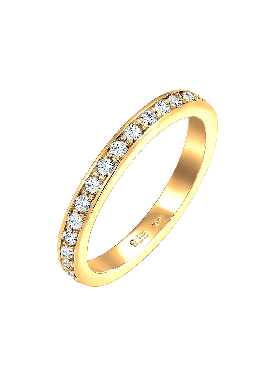 Elli Damska obrączka Memoire z kryształami w srebrze próby 925 Sterling Silver Pierścionki 1 ct Damski