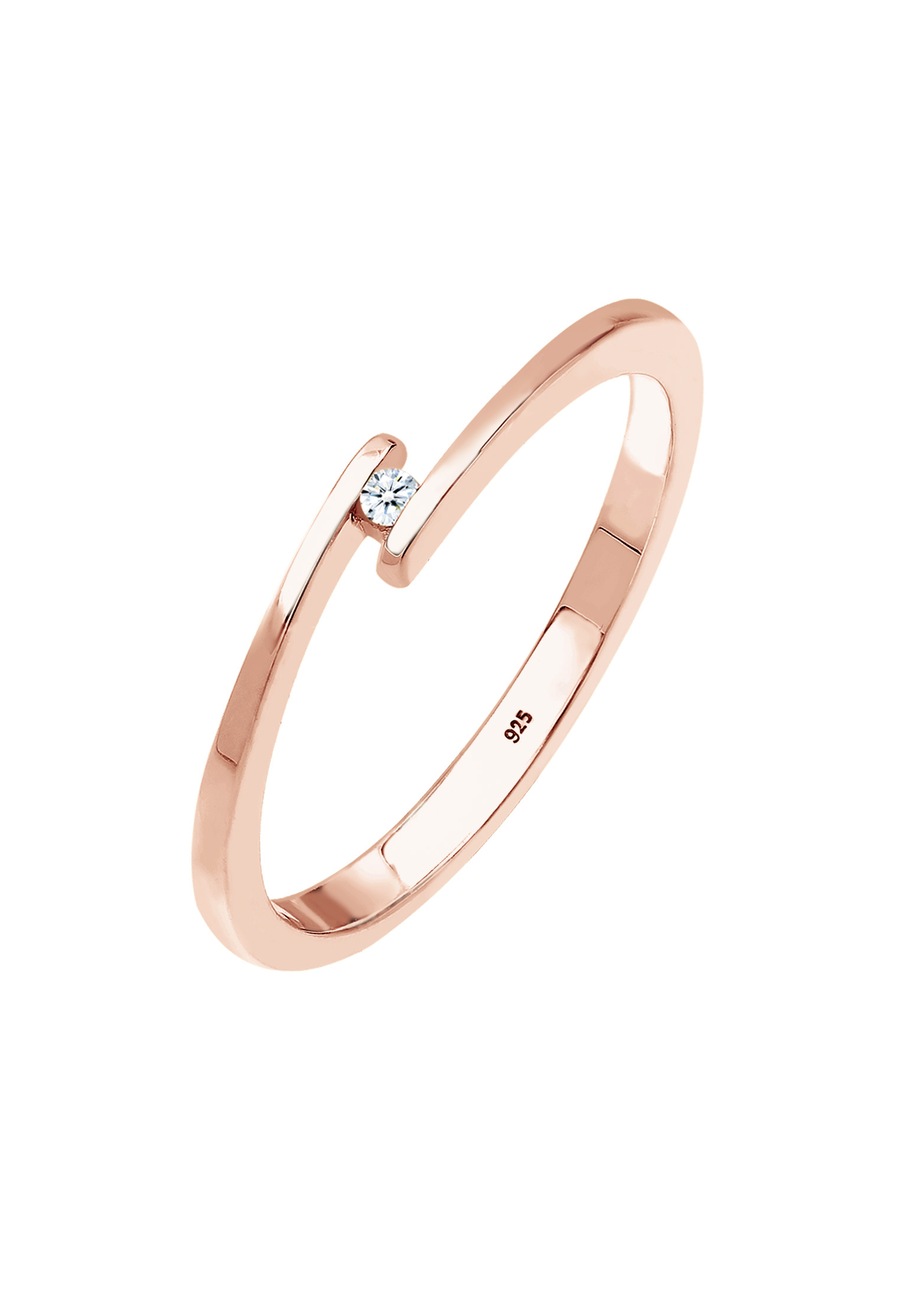Elli DIAMONDS Damskie zaręczyny z diamentem (0.015 ct.) w srebrze 925 Sterling Silver Pierścionki 1 ct