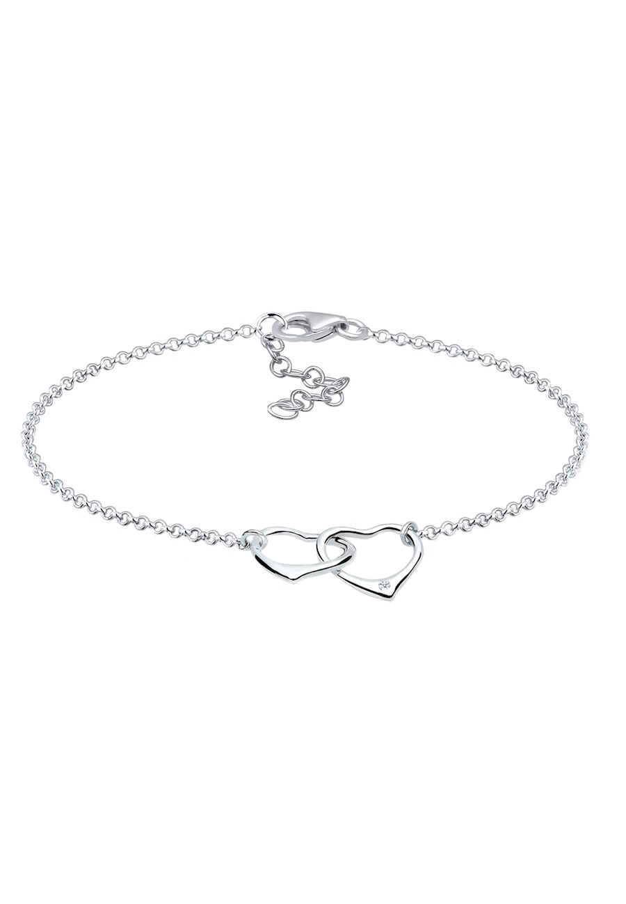 Elli DIAMONDS Damskie serce spleciona miłość z diamentem (0.015 ct.) w srebrze próby 925 Sterling Silver Bransoletki 1 ct