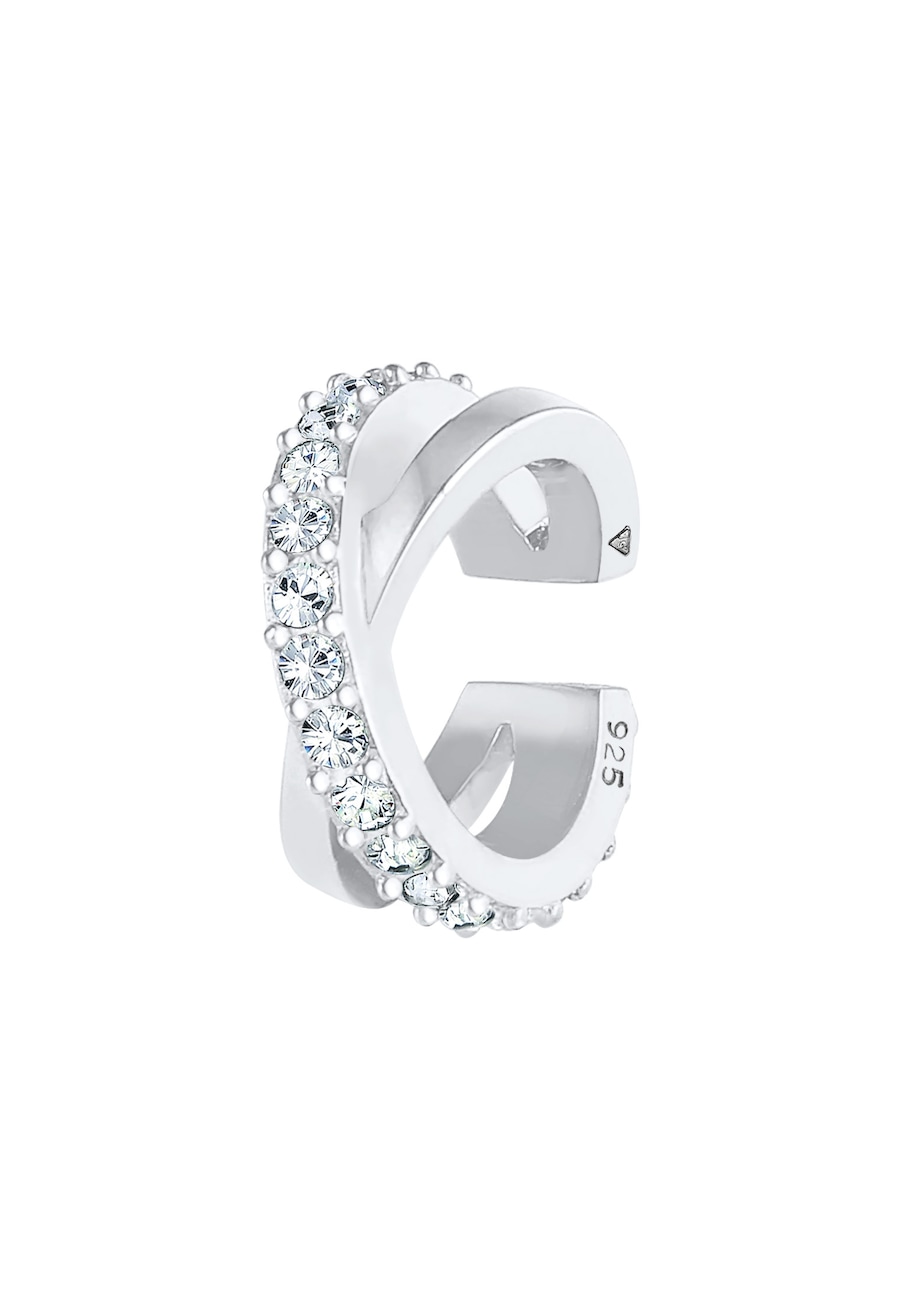 Elli Damskia nausznica krzyżowa elegancka z kryształami srebro 925 Sterling Silver Kolczyki 1 ct