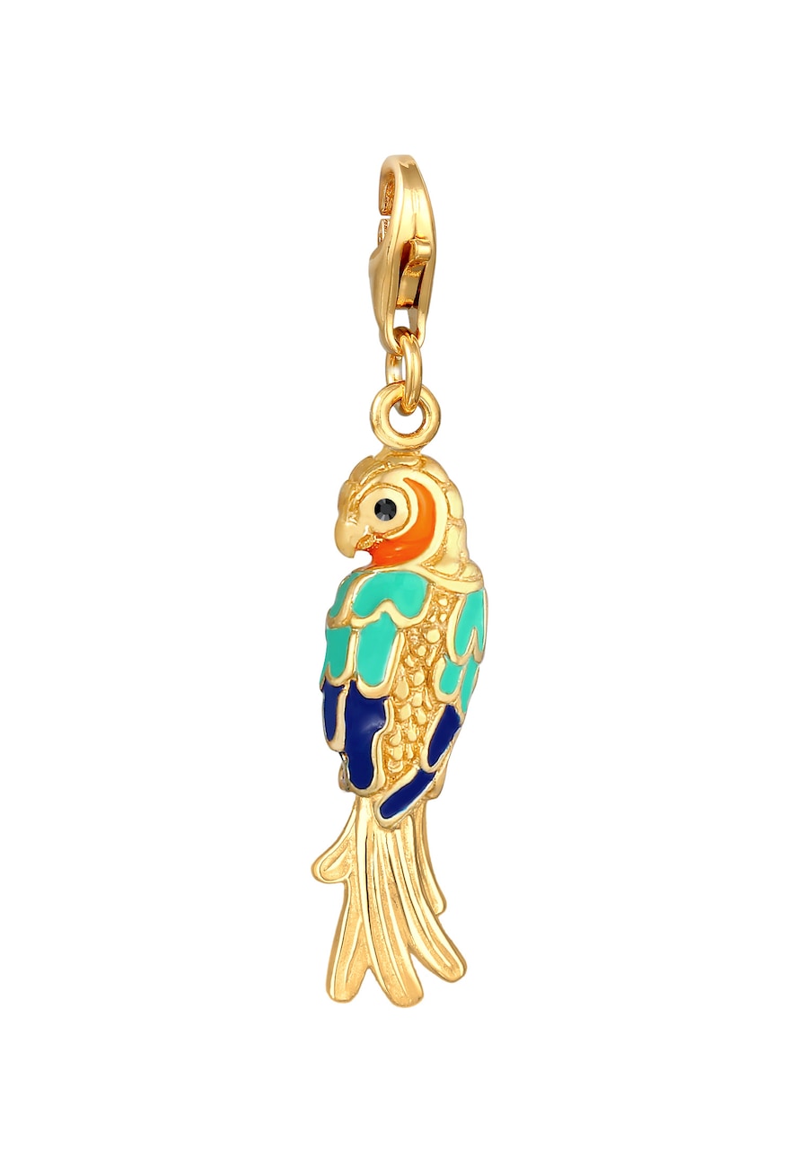 Nenalina Damski wisiorek charm kolorowa papuga emaliowana z kryształami srebro 925 Sterling Silver Wisiorki 1 ct