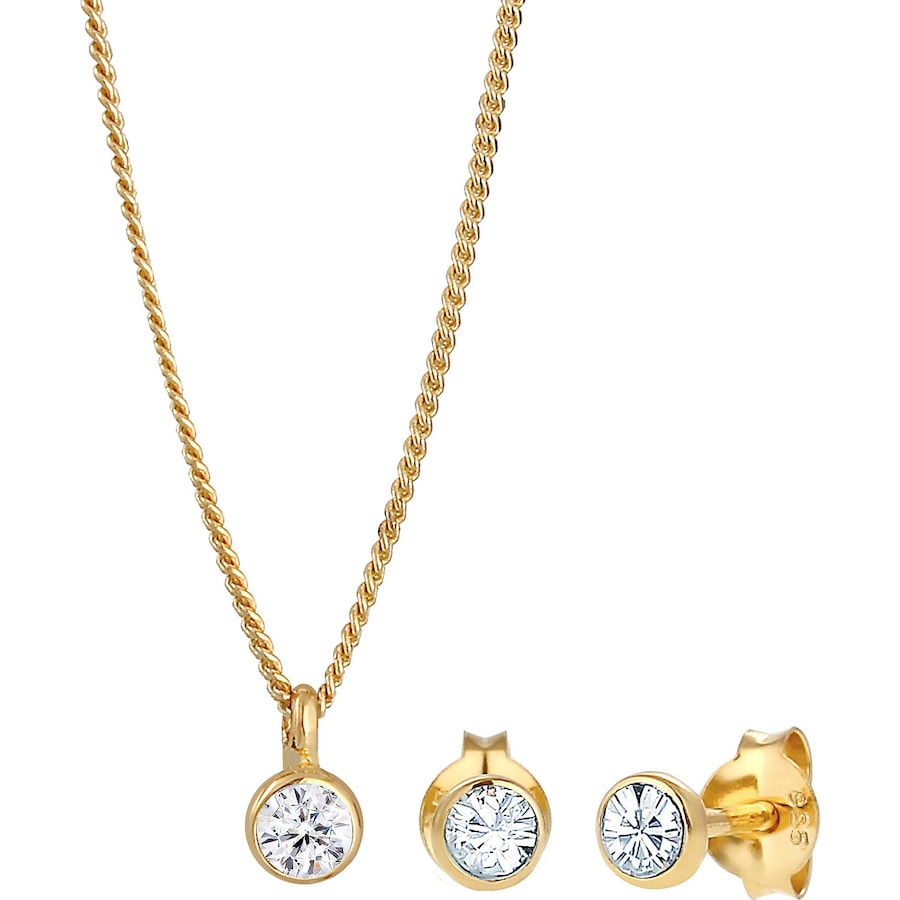 Elli Damski zestaw Basic Solitaire zawieszka kolczyki z kryształami w srebrze 925 sterling silver Zestawy 1 ct