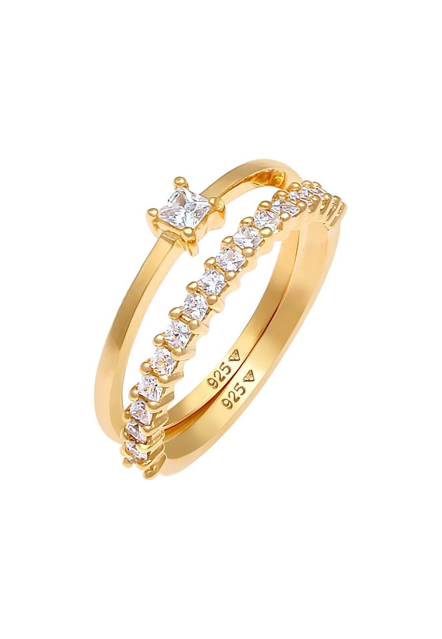 Elli Damski soliter zaręczyny Infinity z kryształami cyrkonii pozłacane srebro 925 Sterling Silver Pierścionki 1 ct