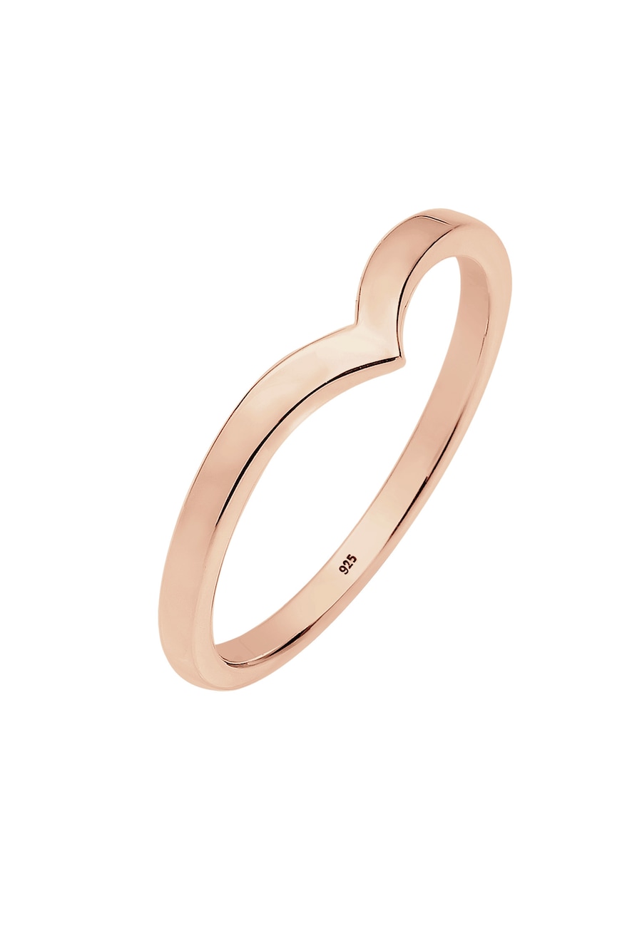 Elli Damski w kształcie litery V Stacking Trend w srebrze 925 Sterling Silver Pierścionki 1 ct