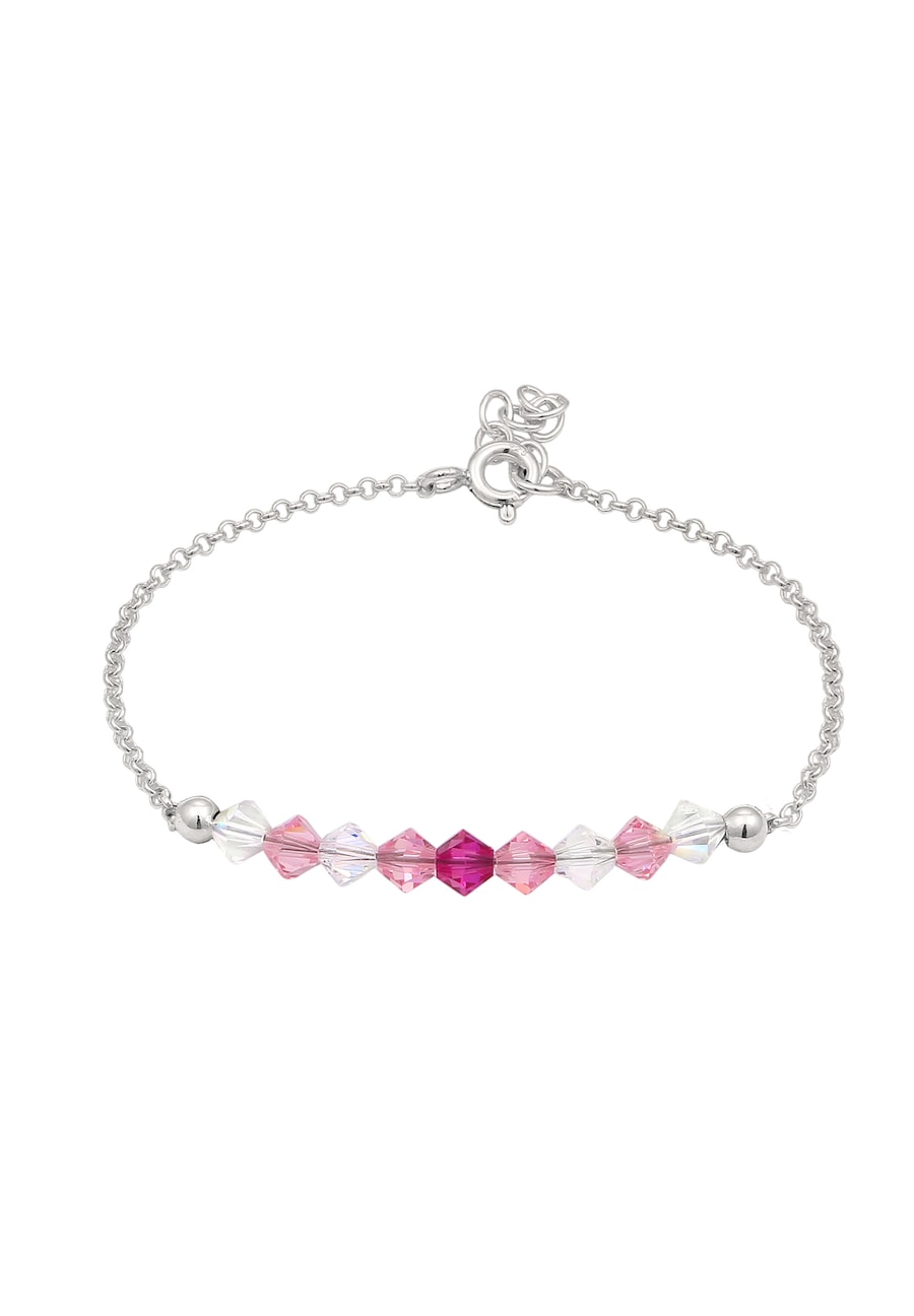 Elli Koraliki dziecięce różowe z kryształkami w srebrze próby 925 Sterling Silver Bransoletki 1 ct Damski