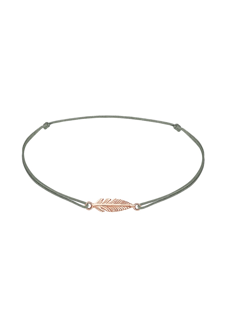 Elli Damska bransoletka na kostkę pióro boho niebieski nylon w srebrze 925 Sterling Silver Bransoletki na nogę 1 ct Damski