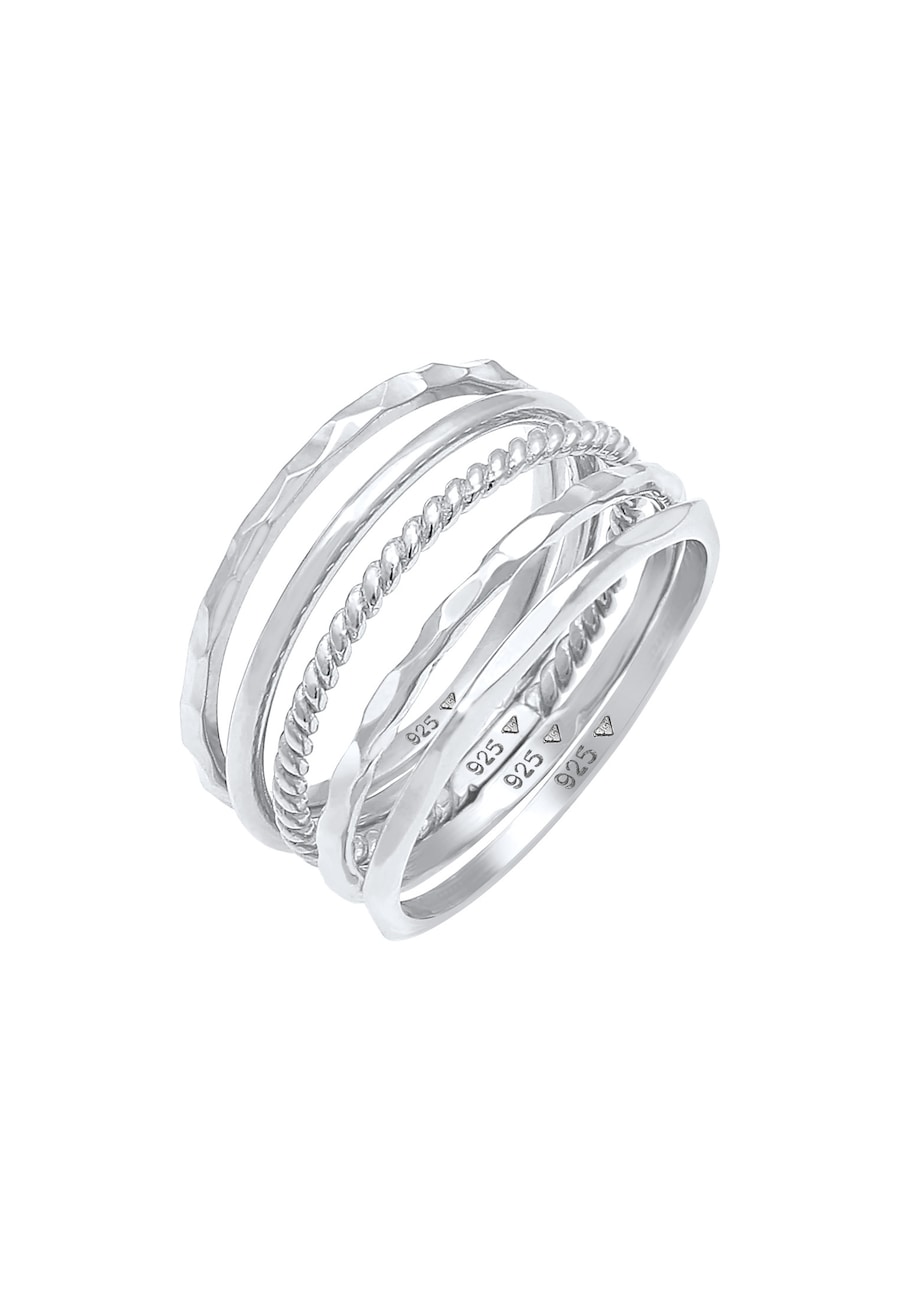 Elli Damski zestaw pierścionków Minimal Trendy Bloger Basic w srebrze próby 925 Sterling Silver Pierścionki 1 ct