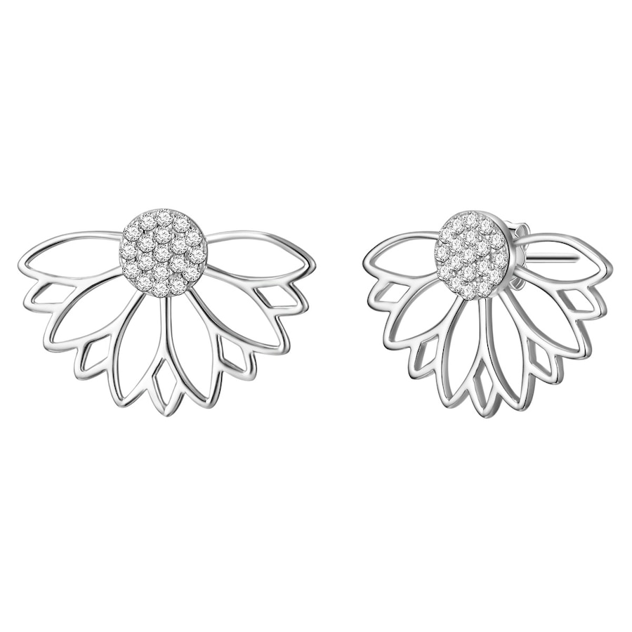 Glanzstücke München Srebrne kolczyki sztyfty Kwiat lotosu srebro wysokiej próby Cyrkonia srebrny Kolczyki 1 ct Damski