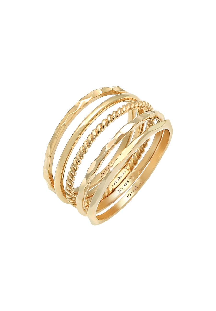 Elli Damski zestaw pierścionków Minimal Trendy Bloger Basic w srebrze próby 925 Sterling Silver Pierścionki 1 ct