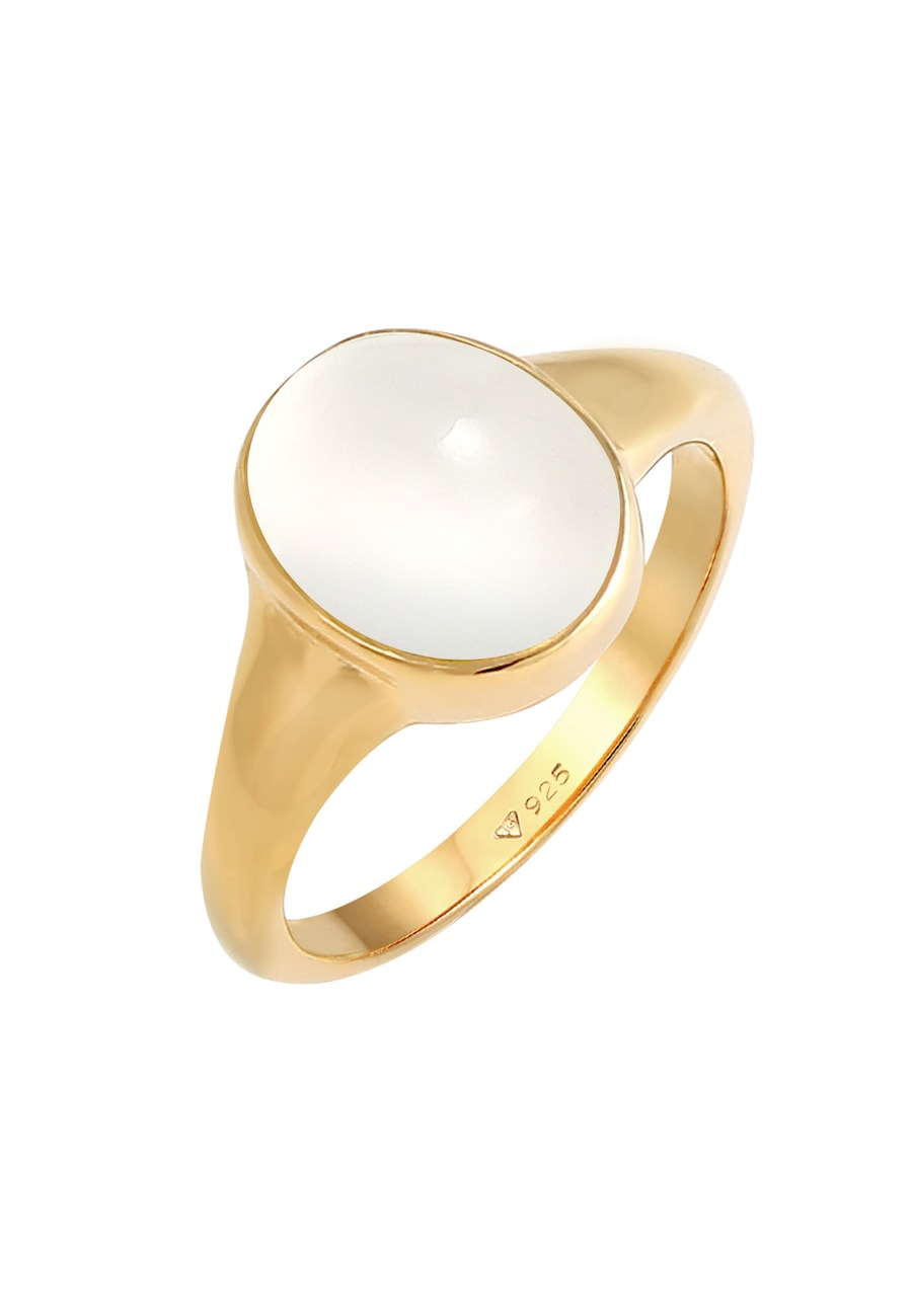 Elli Damski sygnet z kamieniem księżycowym w pozłacanym srebrze próby 925 Sterling Silver Pierścionki 1 ct