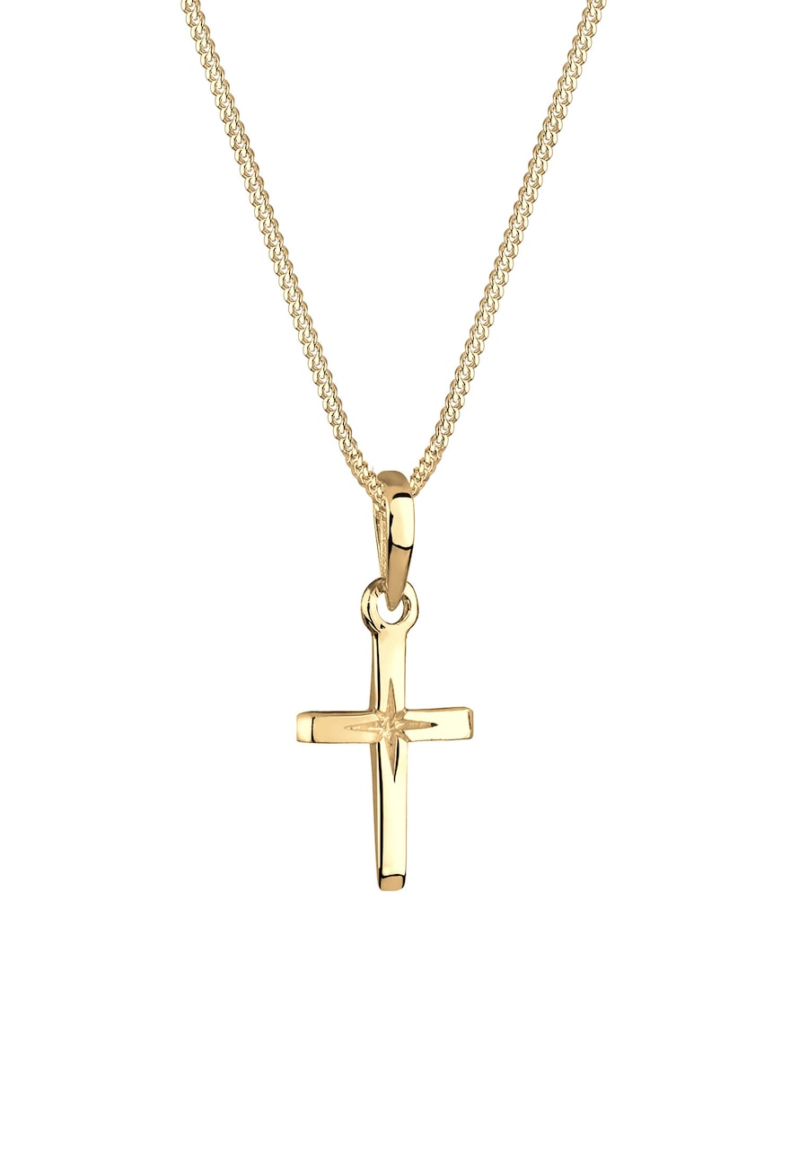 Elli Damski wisiorek krzyżyk z wygrawerowaną gwiazdą filigranowy wykonany ze srebra próby 925 Sterling Silver Naszyjniki 1 ct