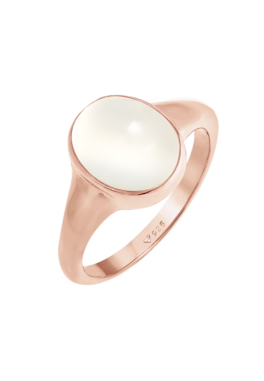 Elli Damski sygnet z kamieniem księżycowym w pozłacanym srebrze próby 925 Sterling Silver Pierścionki 1 ct