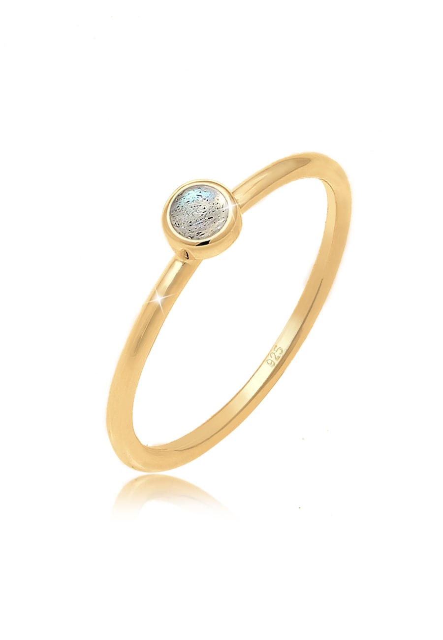 Elli Stapelring Basic Labradorit Edelstein 925er Silber Pierścionki 1 ct Damski