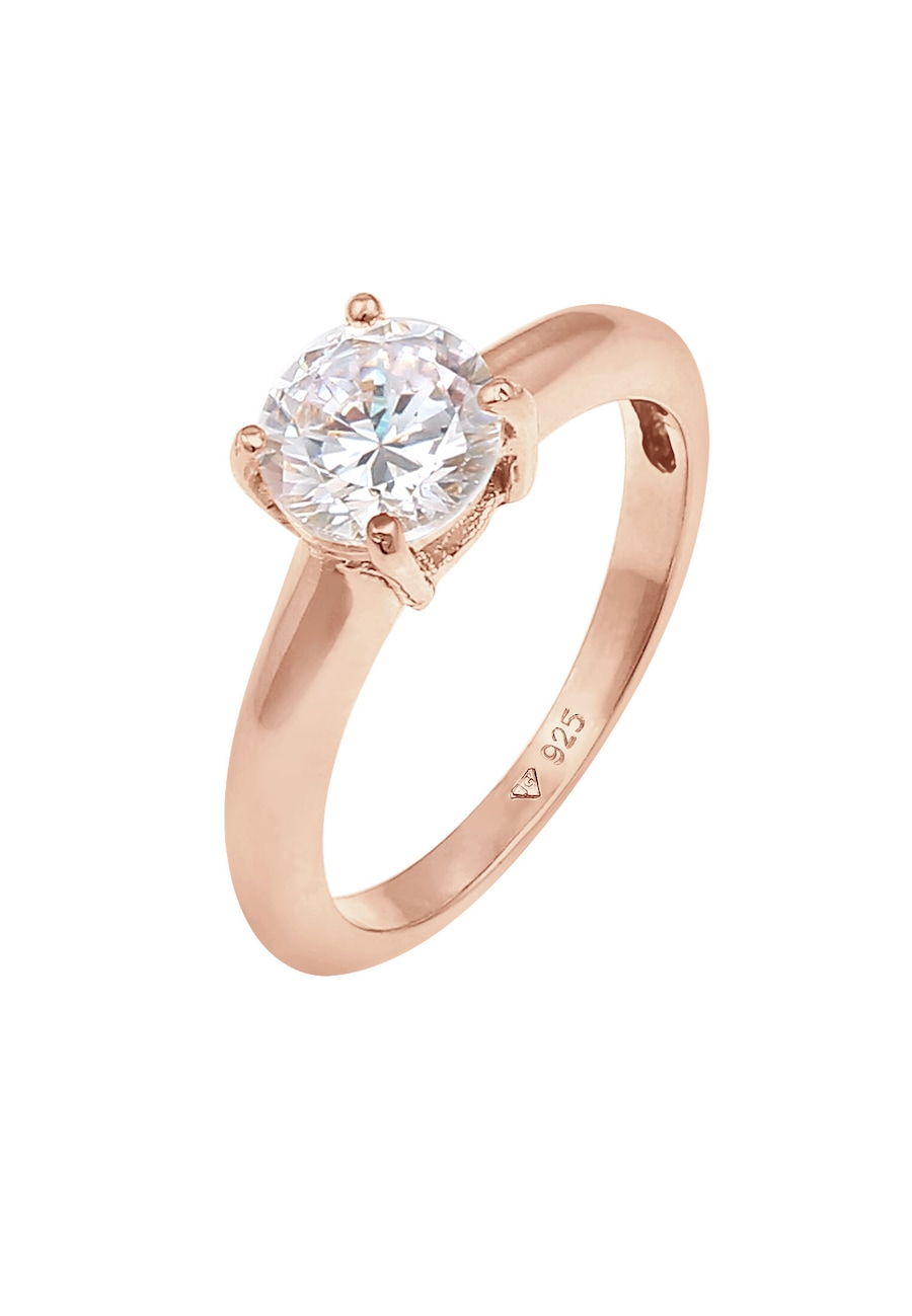 Elli Damski pasjans klasyczny z kryształami cyrkonii w srebrze próby 925 Sterling Silver Pierścionki 1 ct