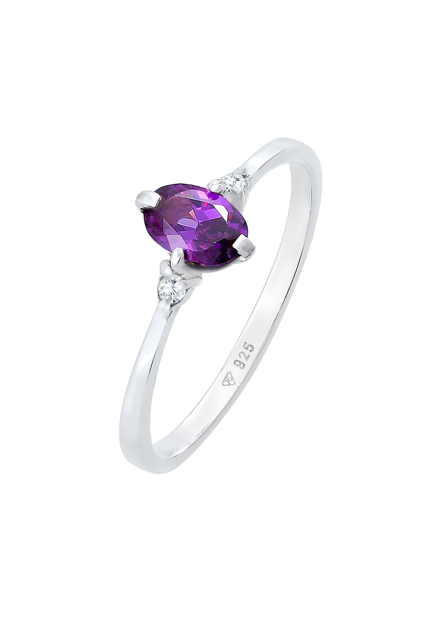 Elli Damski soliter zaręczynowy filetowy błysk z cyrkoniami w srebrze 925 Sterling Silver Pierścionki 1 ct