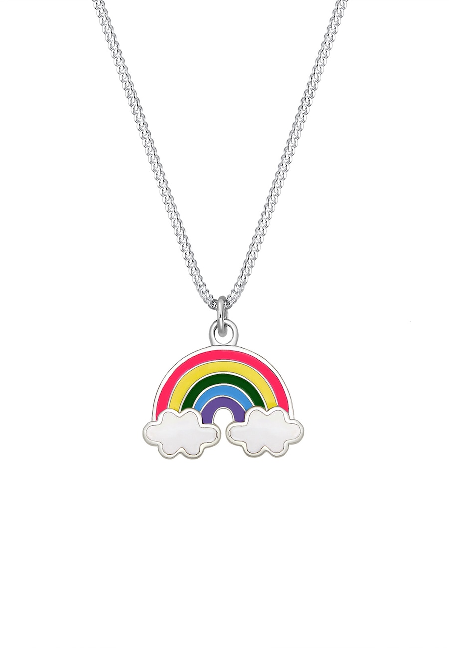 Elli Dziecięcy wisiorek tęcza chmurka z kolorową emalią ze srebra próby 925 Sterling Silver Naszyjniki 1 ct Damski