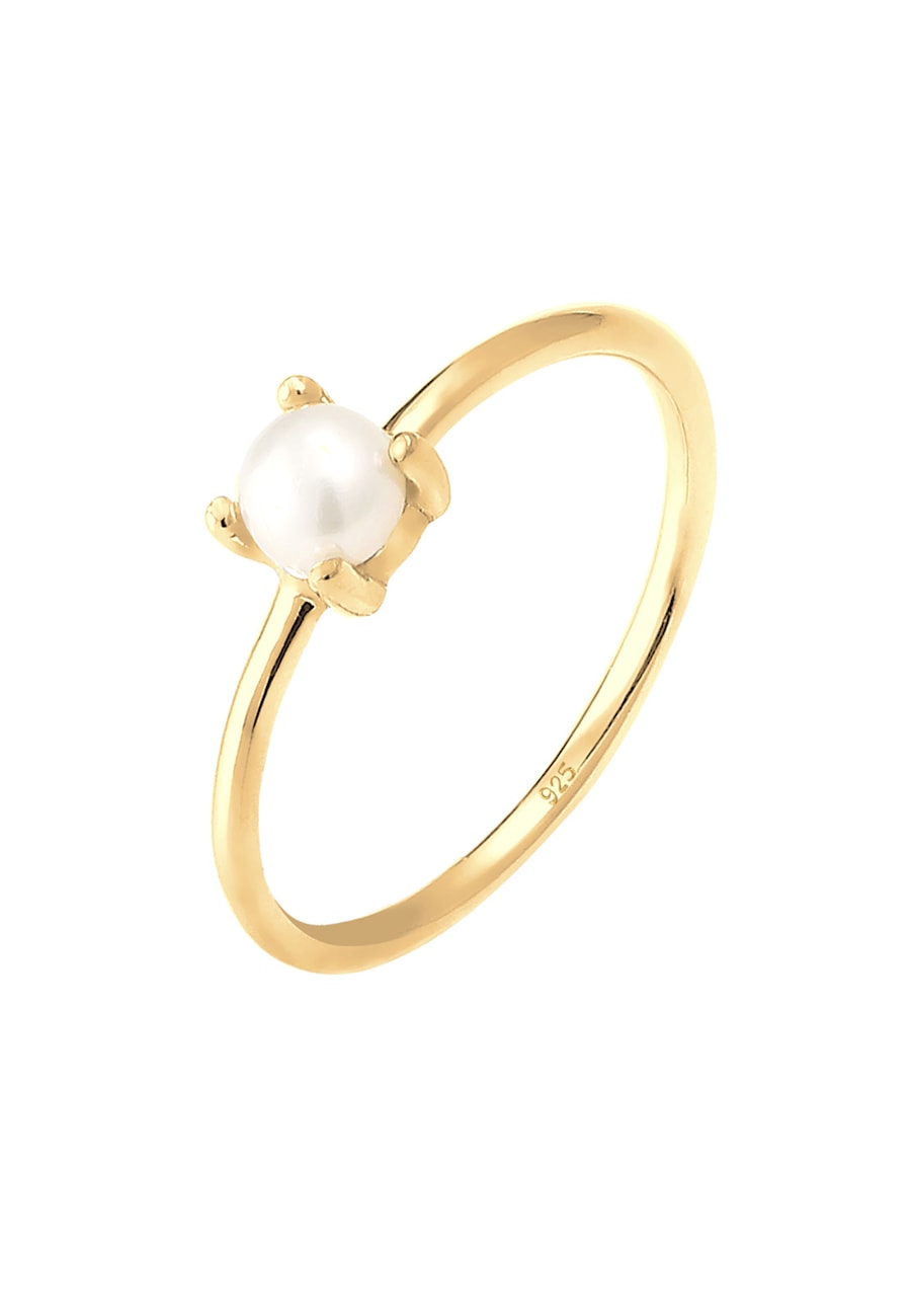 Elli Damski soliter z perłą hodowlana słodkowodną w srebrze próby 925 Sterling Silver Pierścionki 1 ct
