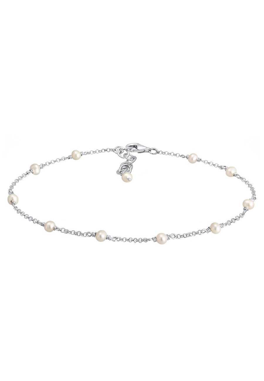 Elli Damska bransoletka na kostkę z perłami słodkowodnymi w srebrze 925 Sterling Silver Bransoletki na nogę 1 ct Damski