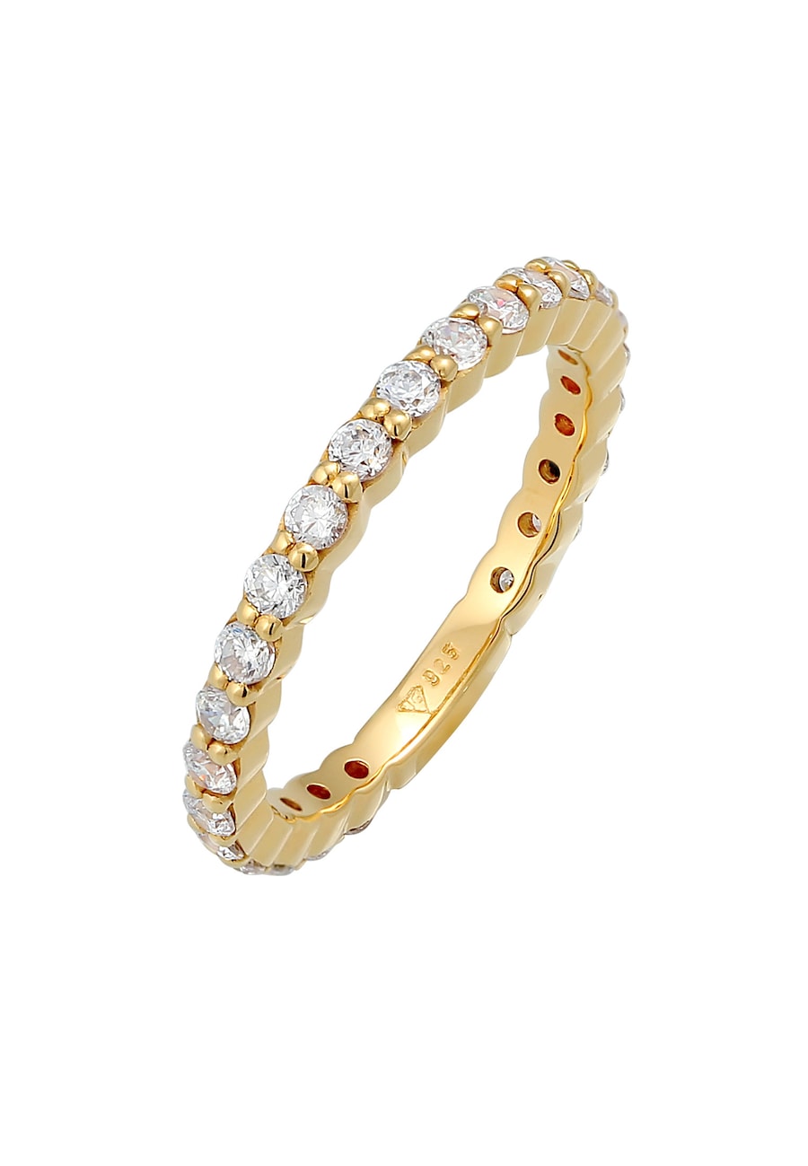 Elli Damska obrączka Memoire mieniąca się kryształami w srebrze próby 925 Sterling Silver Pierścionki 1 ct Damski