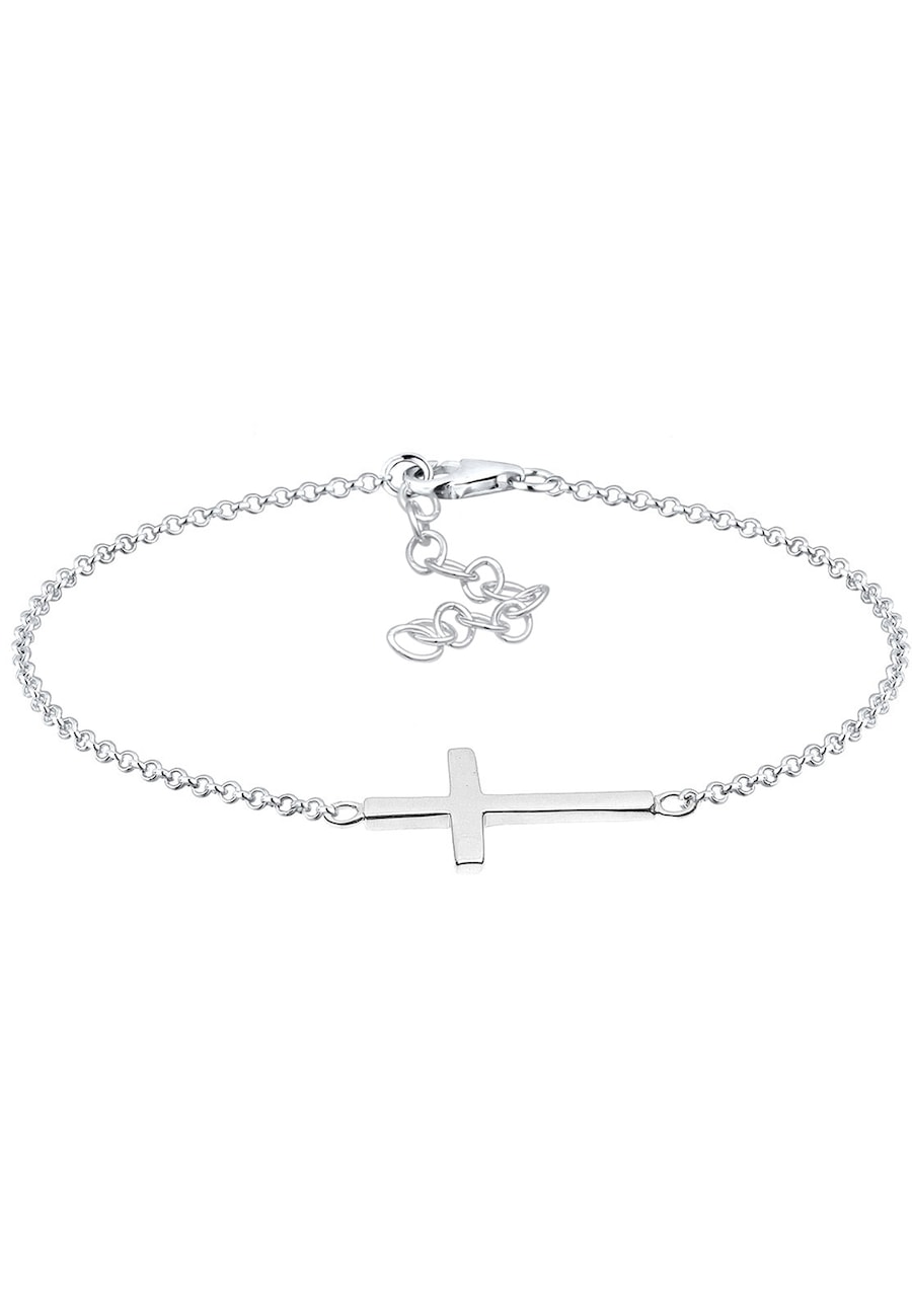 Elli Damski krzyż wiara w srebrze próby 925 Sterling Silver pozłacane różowym złotem Bransoletki 1 ct