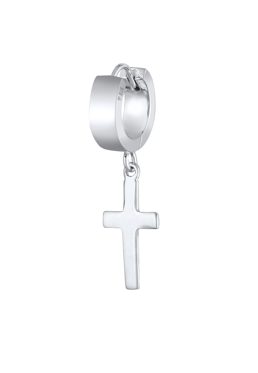 KUZZOI Męski pojedynczy kolczyk kreola krzyż Cross Trend ze srebra próby 925 Sterling Silver Kolczyki 1 ct Męskie