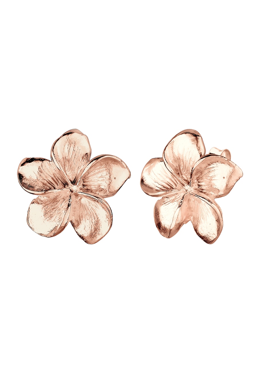 Elli Damskie kolczyki sztyfty Kwiat Frangipani Flower filigranowe w srebrze próby 925 Sterling Silver Kolczyki 1 ct