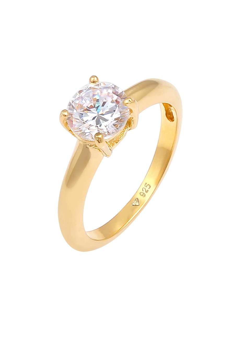 Elli Damski pasjans klasyczny z kryształami cyrkonii w srebrze próby 925 Sterling Silver Pierścionki 1 ct