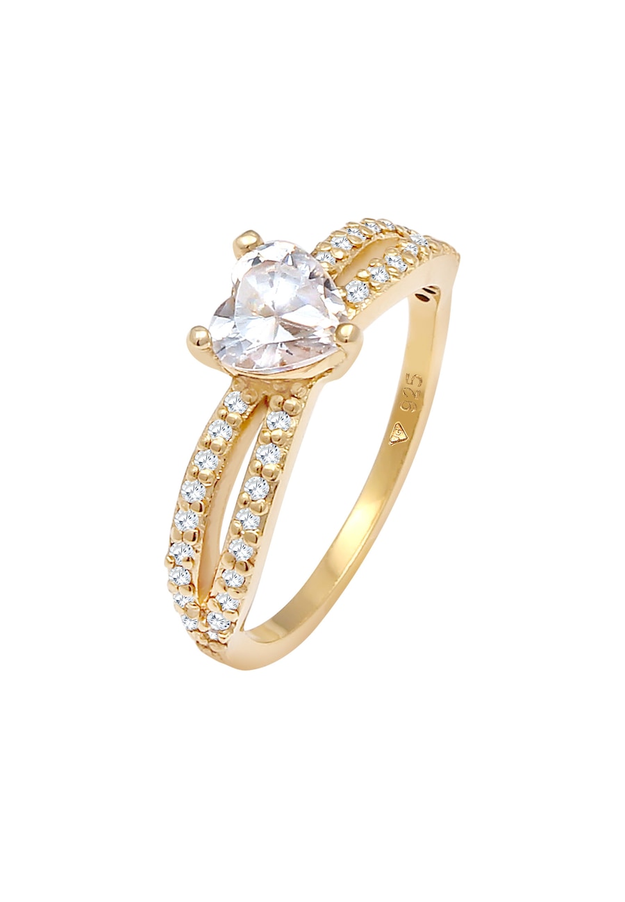 Elli Damski pierścionek soliter zaręczyny miłość z kryształami cyrkonii srebro 925 Sterling Silver Pierścionki 1 ct