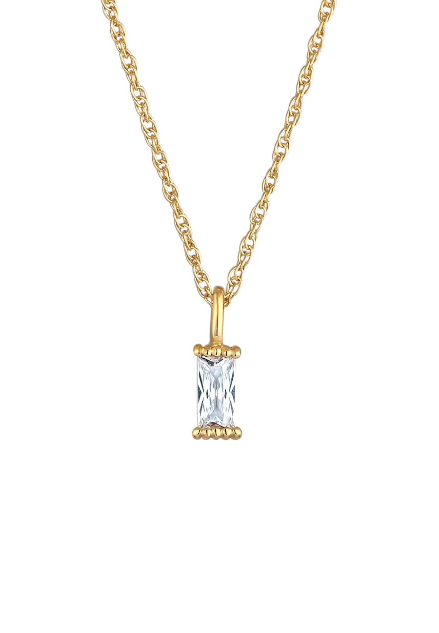 Elli Damski pasjansa wisiora prostokątny łańcuch ogniwowy skręcony z cyrkoniami w 925 Sterling Silver pozłacany Naszyjniki 1 ct