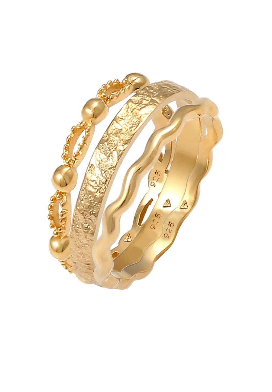 Elli Ladies Bandwrings Wave Wave Ball 925 Sterling Silver Pierścionki 1 ct Damski