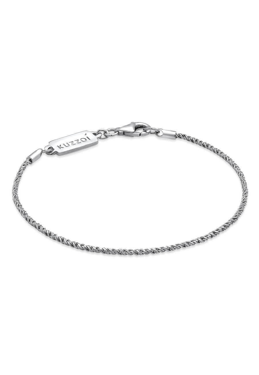 KUZZOI Męski łańcuszek sznurkowy Twisted Basic Elegant w oksydowanym srebrze 925 Sterling Silver Bransoletki 1 ct Męskie