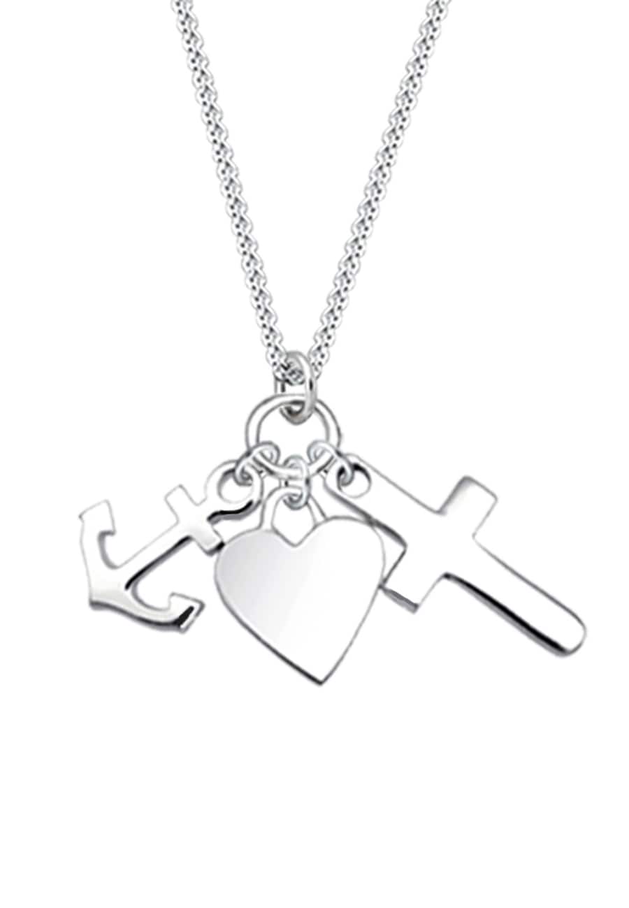Elli Damski Krzyż Serce Kotwica Wisiorek Nowoczesny w srebrze 925 Sterling Silver Naszyjniki 1 ct