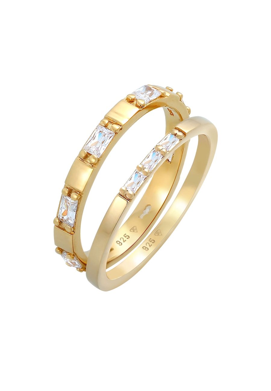 Elli Damski pierścień Duo Sparkling z cyrkonią w srebrze 925 Sterling Silver Pierścionki 1 ct