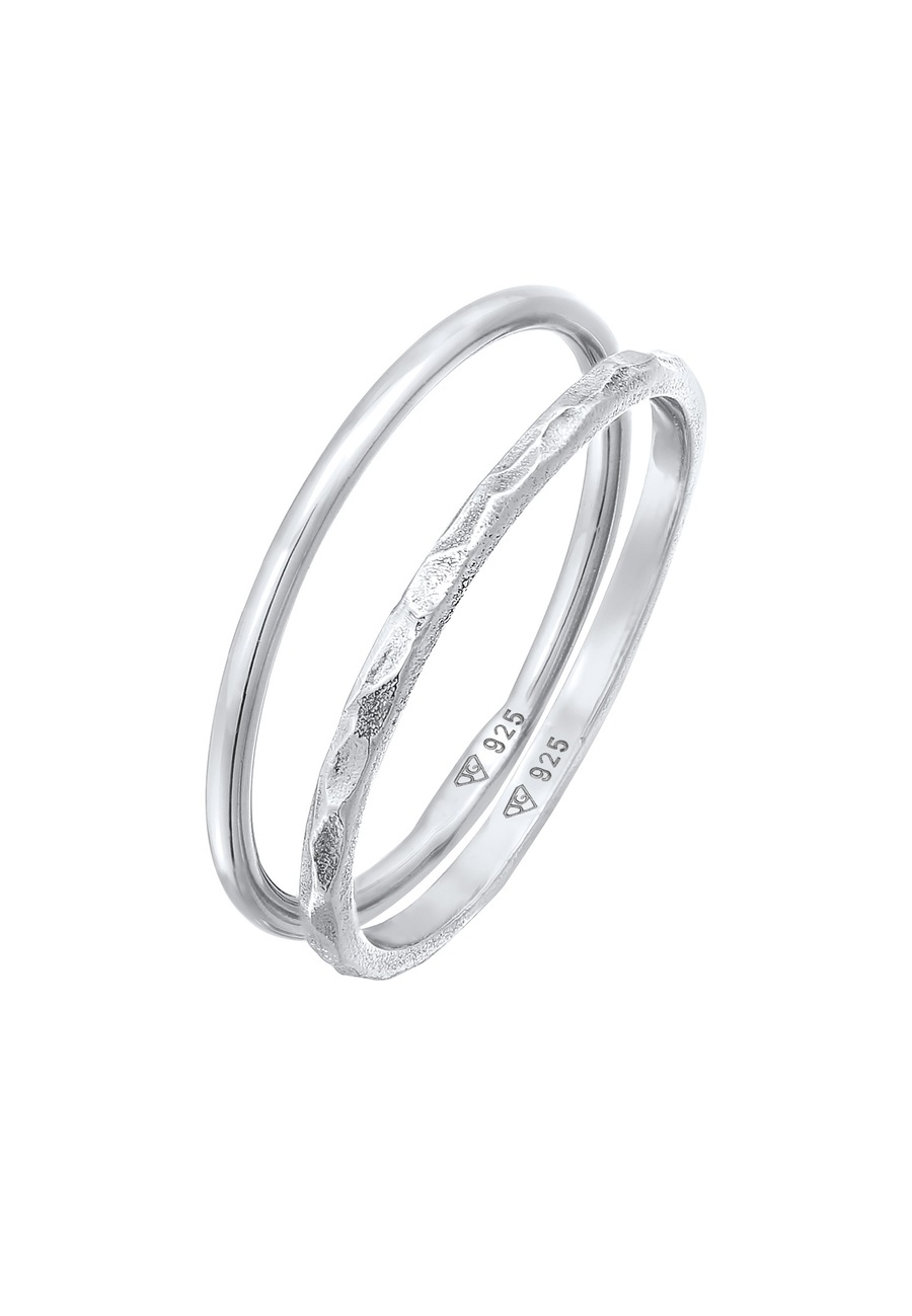 Elli Zestaw 2 obrączek damskich ze srebra próby 925 Sterling Silver Pierścionki 1 ct Damski