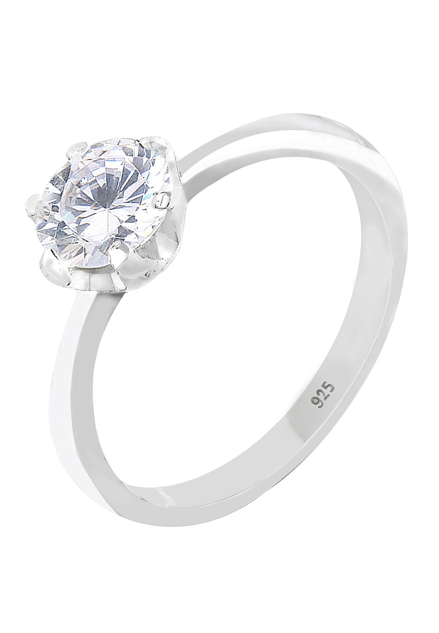 Elli Damski zaręczynowy klasyczny z kryształem cyrkonii w srebrze próby 925 Sterling Silver Pierścionki 1 ct