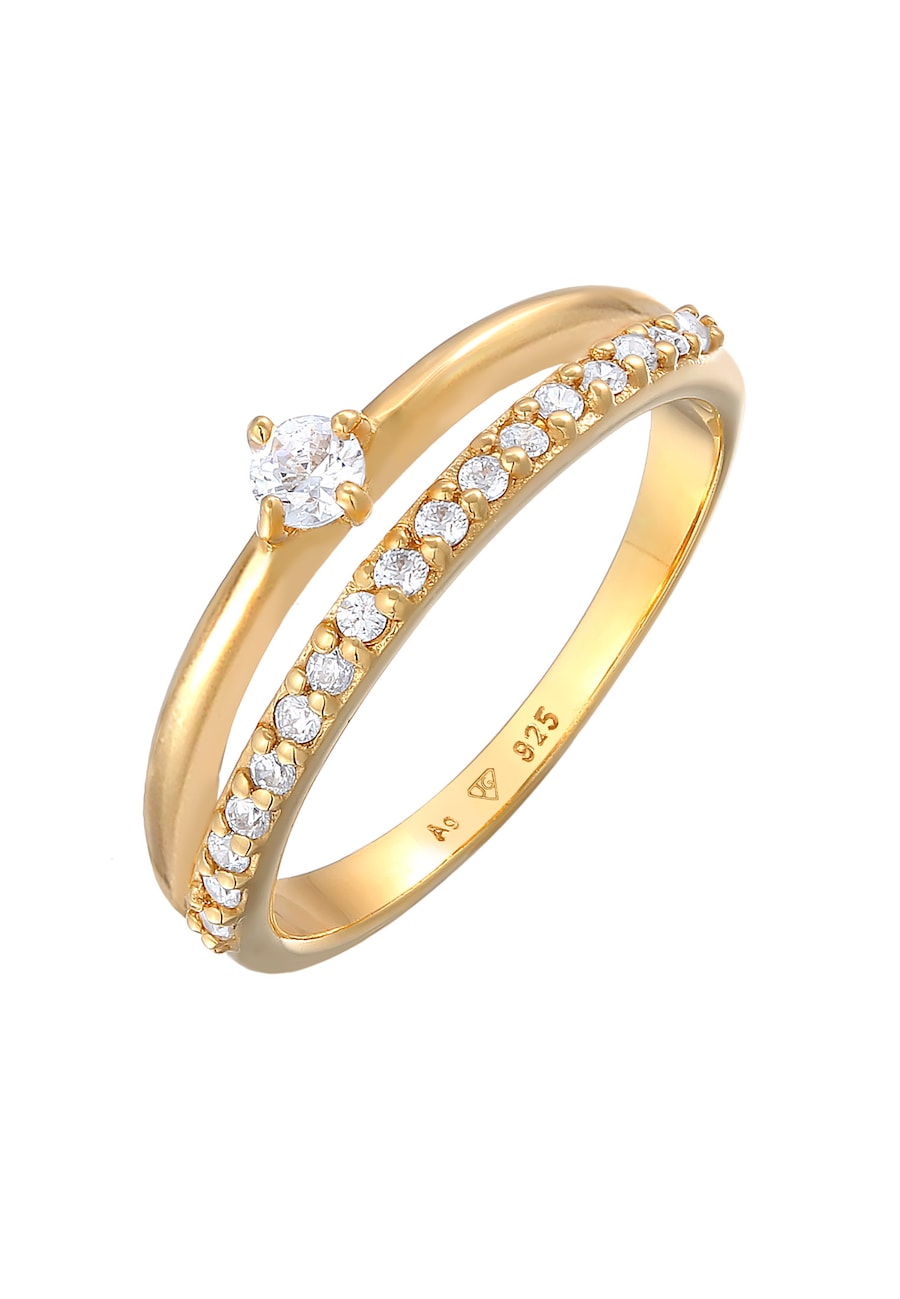 Elli Damski pierścionek zaręczynowy Solitaire mieniący się kryształami cyrkonii w srebrze próby 925 Sterling Silver Pierścionki 1 ct