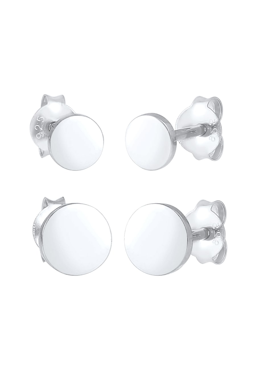 Elli Kolczyki damskie sztyfty komplet kółka płytki z pozłacanego różowo srebra próby 925 Sterling Silver 1 ct Damski