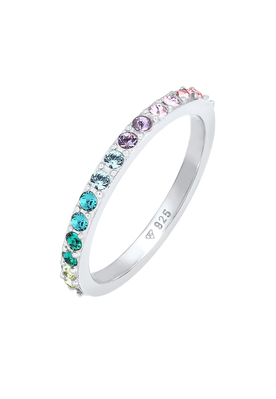 Elli Damska obrączka multi kolor Elegant Trend z kryształami ze srebra próby 925 Sterling Silver Pierścionki 1 ct Damski