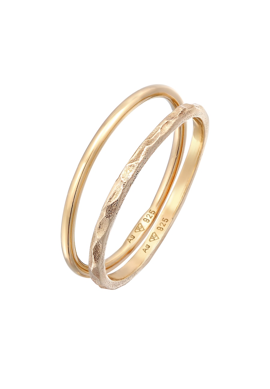 Elli Zestaw 2 obrączek damskich ze srebra próby 925 Sterling Silver Pierścionki 1 ct Damski