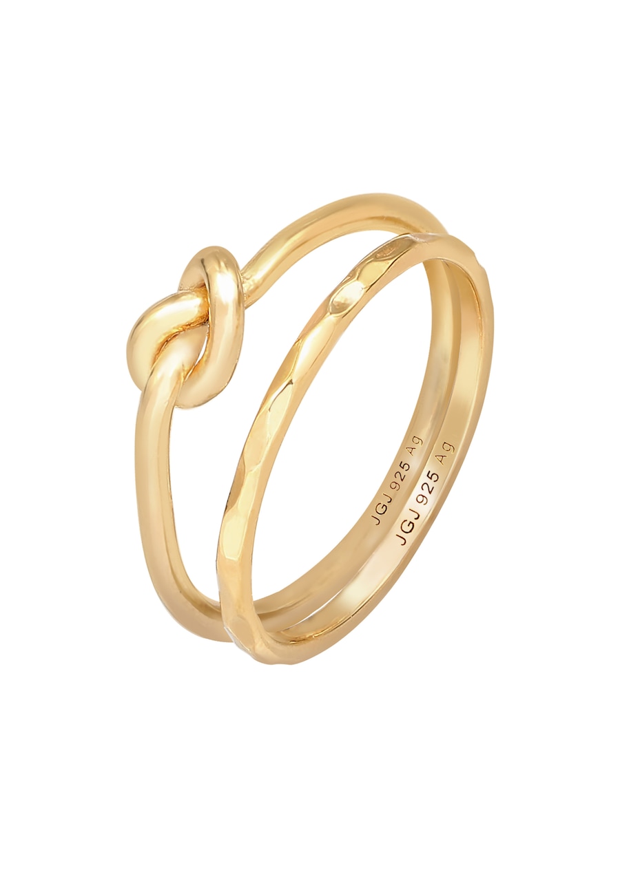 Elli Damskie Duo Knot Trend Basic Minimal w pozłacanym srebrze 925 Sterling Silver Pierścionki 1 ct
