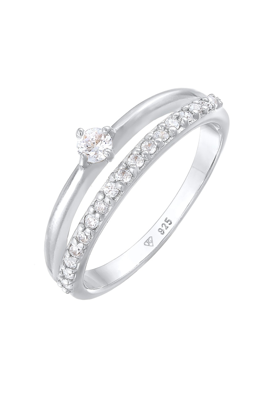 Elli Damski pierścionek zaręczynowy Solitaire mieniący się kryształami cyrkonii w srebrze próby 925 Sterling Silver Pierścionki 1 ct