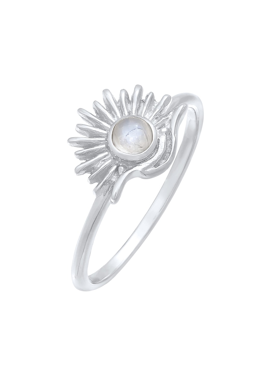 Elli Damski pierścionek słońce Boho Look Trend Blogger z kamieniem księżycowym w srebrze 925 Sterling Silver Pierścionki 1 ct