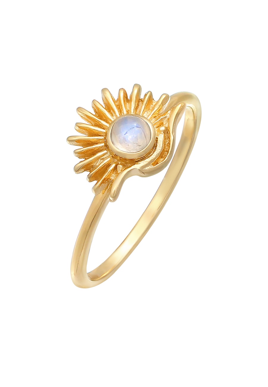Elli Damski pierścionek słońce Boho Look Trend Blogger z kamieniem księżycowym w srebrze 925 Sterling Silver Pierścionki 1 ct