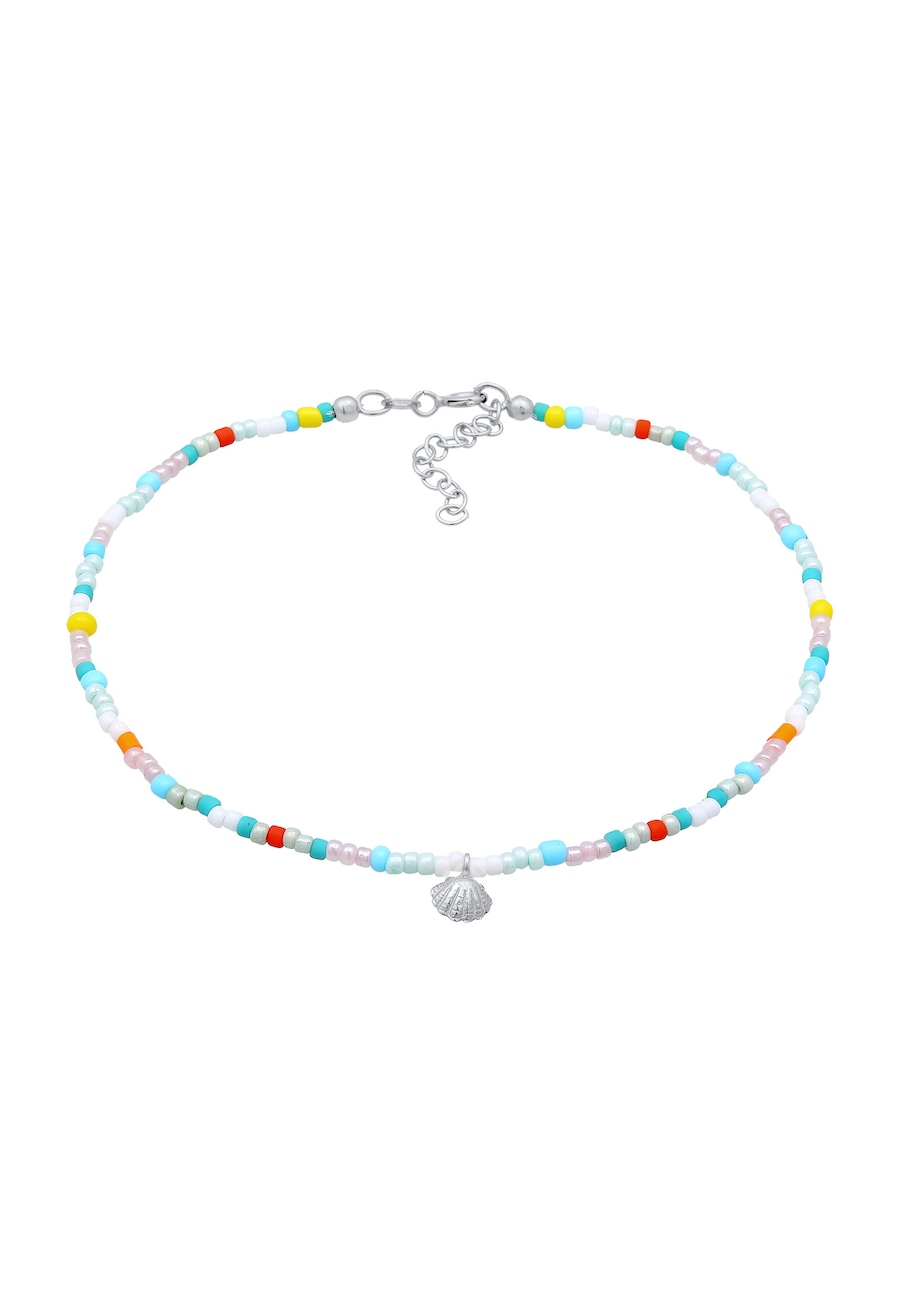 Elli Damska bransoletka na kostkę szklane kulki letnie kolorowe w srebrze próby 925 Sterling Silver Bransoletki na nogę 1 ct Damski